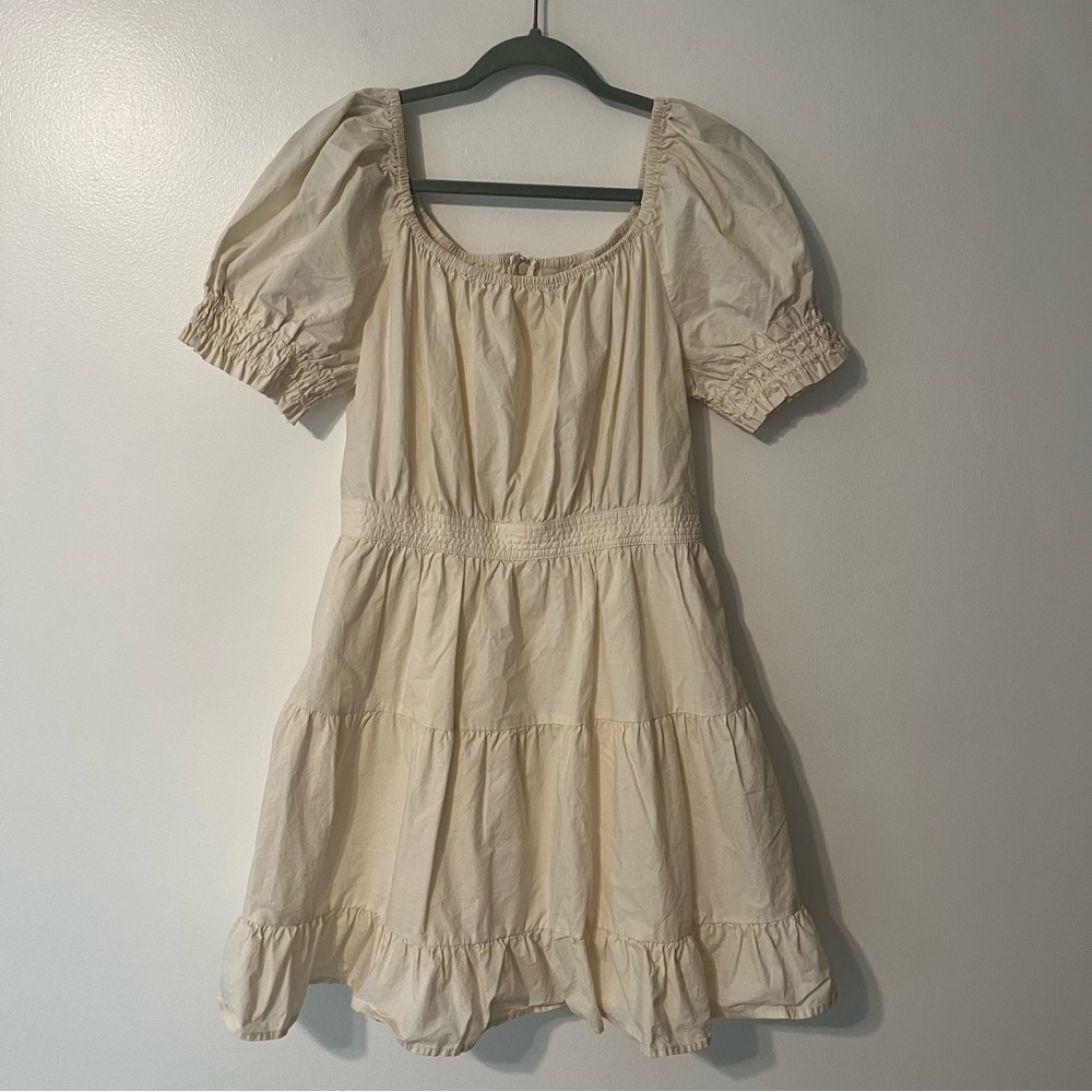Skies are Blue Cream Tiered Peasant Boho Dress